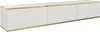 A long, white TV cabinet with gold trim, shown from a slight diagonal angle against a white background. Náhled obrázku produktu