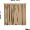 A beige curtain is shown hanging, with dimensions indicated by dashed lines and text. Podgląd zdjęcia produktu