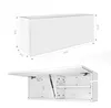 Diagram of a wall-mounted cabinet with dimensions. The top image shows the exterior dimensions, and the bottom image shows the interior with shelves and a support strut. Náhľad obrázku produktu
