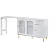 A white dining table with an extendable section and a sideboard. Anteprima dell’immagine prodotto