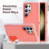 A product image showcasing a phone case with a stand, with text highlighting its stability. Produktbild-Vorschau