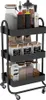 A black three-tier rolling cart filled with various kitchen items like jars, bottles, and boxes. Produktbild-Vorschau