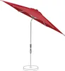 A red patio umbrella with a silver pole and base, shown against a white background. Produktbild-Vorschau
