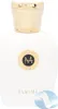 A close-up shot of a white perfume bottle with a gold cap and a circular emblem on the front. Anteprima dell’immagine prodotto
