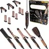 A collage of a 5-in-1 hair styling set, including various attachments and the main device, along with its packaging. Produktbild-Vorschau