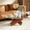 Couchtisch aus gehärtetem Glas & Massivholz, Ø80cm Produktbild-Vorschau 11