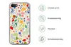 A phone case with a floral pattern is shown next to a list of its features. Produktbild-Vorschau