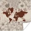 MuchoWow® Poster Weltkarte - Blumen - Rot 75x75 cm - Wand Produktbild-Vorschau 1