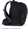 Side view of a black backpack with purple accents. Produktbild-Vorschau