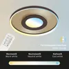 A modern ceiling light with a remote control, showcasing different light color temperatures. Produktbild-Vorschau