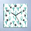 Wanduhr Echt-Glas-Küchenuhr Aquarell Kakteen Quarz Lautlos Produktbild-Vorschau 1