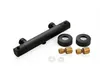 A black thermostat shower/bath faucet with accompanying accessories on a white background. Produktbild-Vorschau