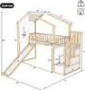 A diagram of a loft bed with a slide and stairs, showing dimensions. Anteprima dell’immagine prodotto