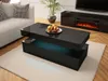 A modern living room with a couch, coffee table, and entertainment center with a fireplace. Náhled obrázku produktu