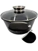 A black pot with a glass lid and two black pot holders in front of it. Náhľad obrázku produktu