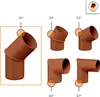 A collage of different pipe fittings with angles indicated by text and highlighted circles. Produktbild-Vorschau
