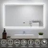 A modern bathroom with a large LED mirror above a sink. Produktbild-Vorschau
