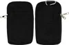 Two views of a black nylon smartphone pouch are shown against a white background. Produktbild-Vorschau