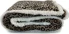 A folded leopard print blanket with a white sherpa trim. Produktbild-Vorschau