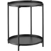A black metal side table with two circular shelves. Produktbild-Vorschau