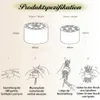 Diagramm, das zwei Größen weißer zylindrischer Blumenstraußhalter mit Maßen und eine vierteilige Anleitung zum Arrangieren von Blumen zeigt Anteprima dell’immagine prodotto
