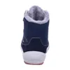 A back view of a blue children's boot with gray fur lining. Produktbild-Vorschau