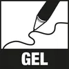 A black and white graphic of a pen drawing a line, with the word GEL in a black box below. Anteprima dell’immagine prodotto