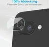 A close-up of a smartphone camera lens with a protective glass cover being applied. Produktbild-Vorschau
