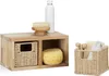 Relaxdays Wandregal Walnuss 2 herausnehmbare Körbe, Produktbild-Vorschau 1