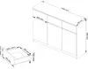A technical drawing of a dresser with dimensions. Anteprima dell’immagine prodotto