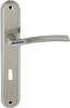 A door handle set with a long plate and a keyhole. Produktbild-Vorschau