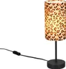 Ausgefallene LED Tischlampe Stoffschirm Leopardenmuster Produktbild-Vorschau 2