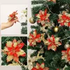 12 ks Trblietavé vianočné hviezdy 14 cm umelé kvety Vianoce Náhľad obrázku produktu 5