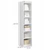 A tall, narrow white bookshelf filled with various items. Produktbild-Vorschau