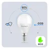 A LUMILED LED light bulb is shown in the center, with graphics and text highlighting its features. Produktbild-Vorschau