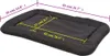 A black dog bed with dimensions indicated by purple and yellow lines and text. Náhľad obrázku produktu