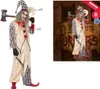A collage showing a costume on a white background and a marketing image of the same costume on a dark, circus-themed background. Produktbild-Vorschau