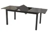 A dark-colored extendable table with a slatted surface, shown against a white background. Produktbild-Vorschau