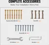 An image displaying various hardware accessories for installation. Voir les images du produit