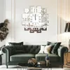 A modern living room with a green sofa and a decorative clock on the wall. Anteprima dell’immagine prodotto