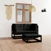 vidaXL 3-tlg. Garten-Lounge-Set mit Kissen Massivholz Produktbild-Vorschau 2