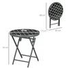 A round, folding table with dimensions shown. Anteprima dell’immagine prodotto