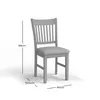 A gray wooden dining chair with a gray upholstered seat, shown in a studio setting with measurement indicators. Produktbild-Vorschau