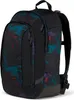 A black backpack with a colorful abstract pattern. Produktbild-Vorschau