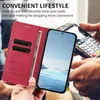 A person is holding a red phone case with a phone inside, and another person is using a payment terminal in the background. Produktbild-Vorschau