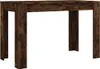 A dark brown wooden table with four legs, shown from the front against a white background. Produktbild-Vorschau