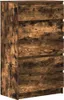 A close-up, front-facing view of a wooden chest of drawers with a rustic, weathered finish. Anteprima dell’immagine prodotto