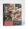 The image shows the packaging of a glow-in-the-dark bed linen set featuring teddy bears and flowers. Produktbild-Vorschau