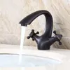 A black retro-style faucet with water running into a sink. Anteprima dell’immagine prodotto
