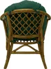 The back view of a rattan armchair with a green cushion. Anteprima dell’immagine prodotto